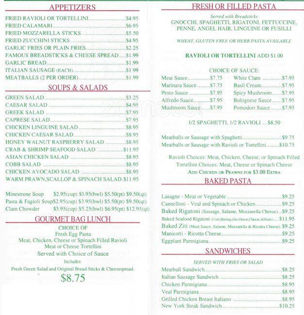 Pasta Market Menu, Menu for Pasta Market, Sunnyvale, Sunnyvale