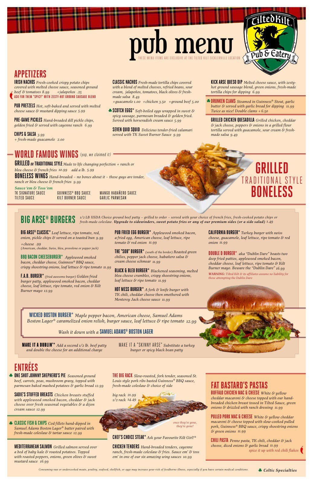 Tilted Kilt Pub And Eatery Menu Urbanspoonzomato 8268