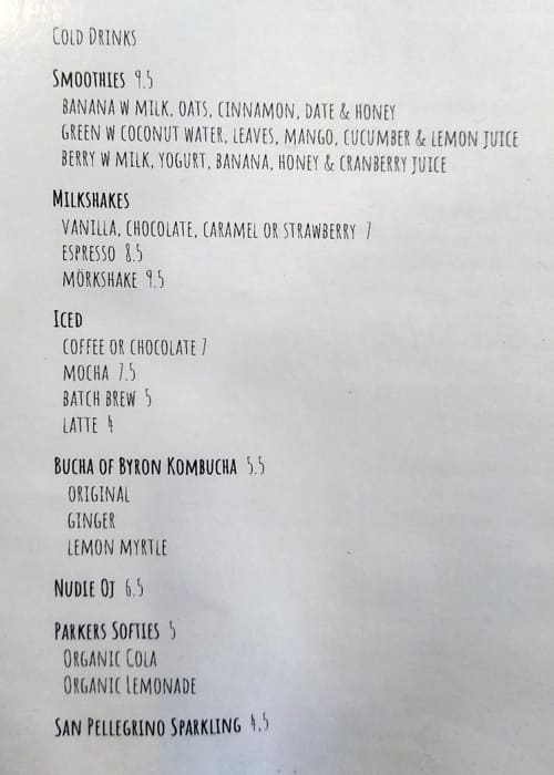 Menu at Habitat cafe, Ashburton