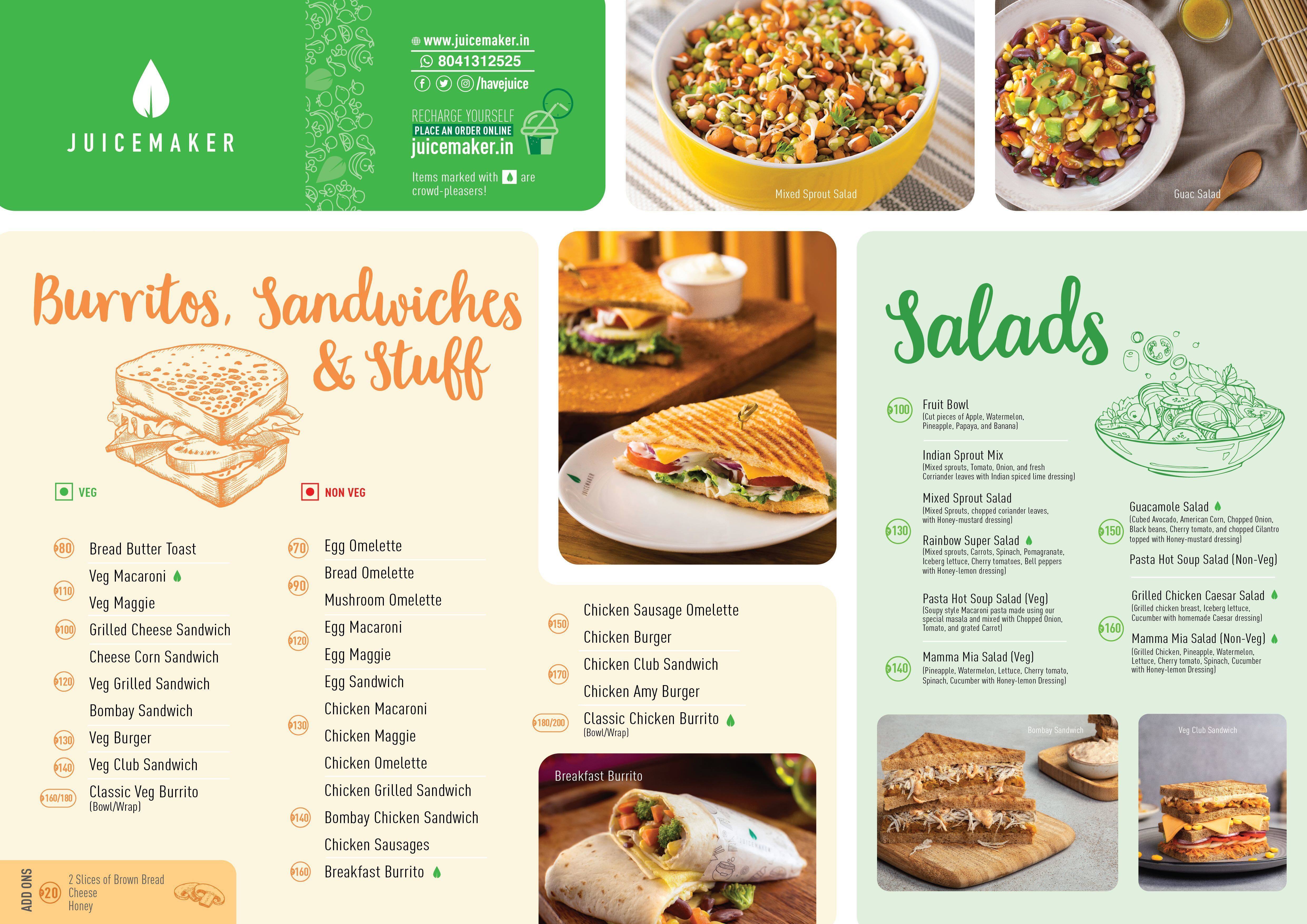 Juicemaker Menu, Menu for Juicemaker, Kondapur, Hyderabad Zomato