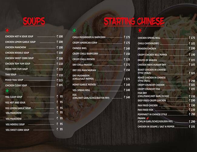 Tropical Chinese Lake Mall menu