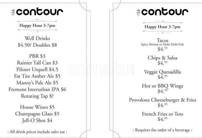 Club Contour меню