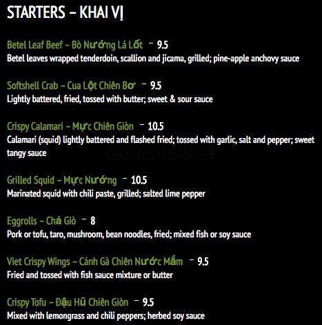 La Lot menu