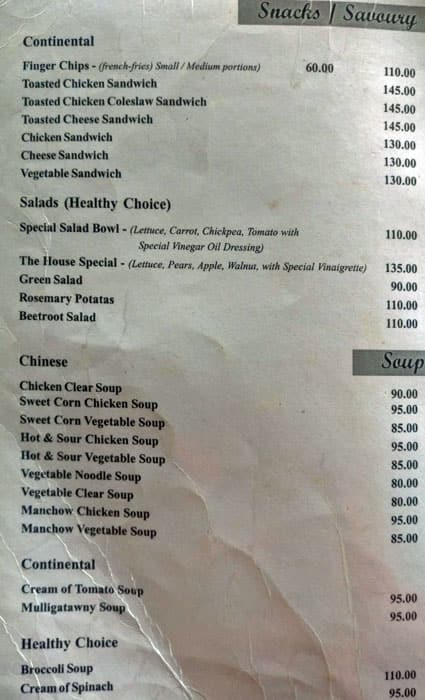 Green Hotel menu