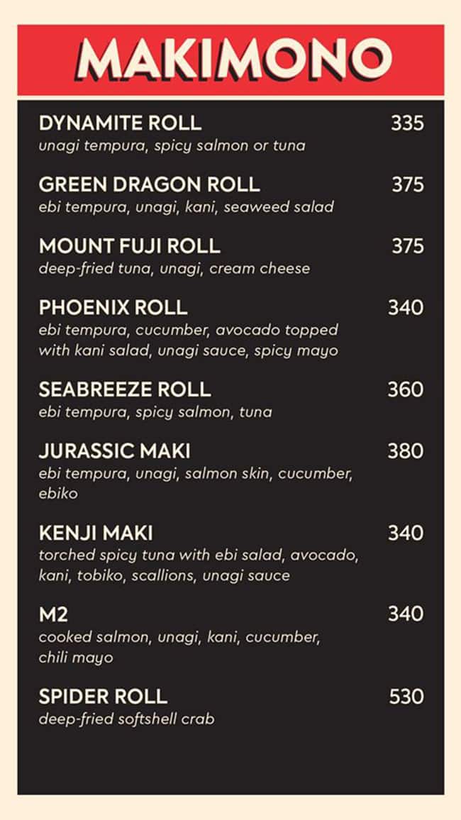 Omakase - Ayala Alabang menu