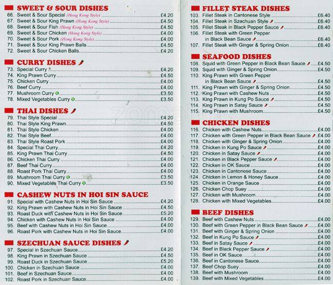 Menu at Wing Lee restaurant, Stockport, 414 Manchester Rd