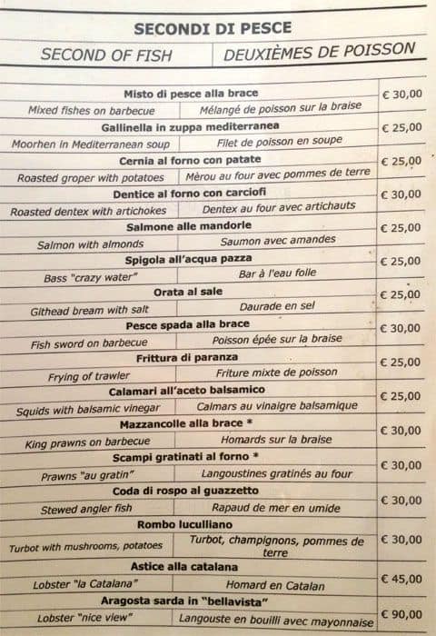 Menu di Ristorante Dorada 