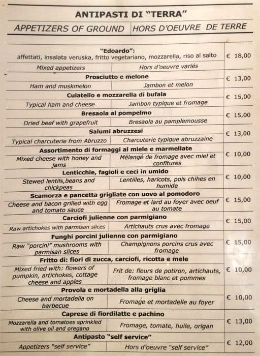 Menu di Ristorante Dorada 