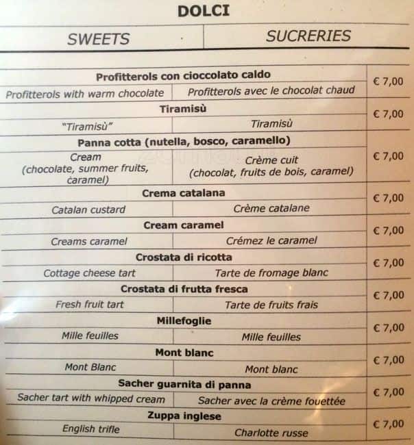 Menu di Ristorante Dorada 