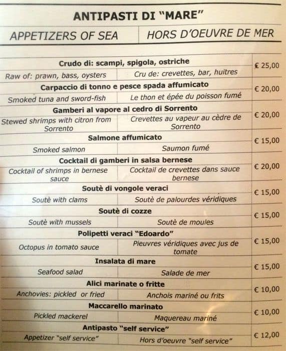 Menu di Ristorante Dorada 