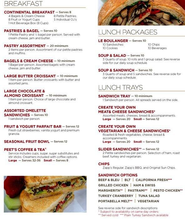 Le Boulanger Menu Menu For Le Boulanger Willow Glen San