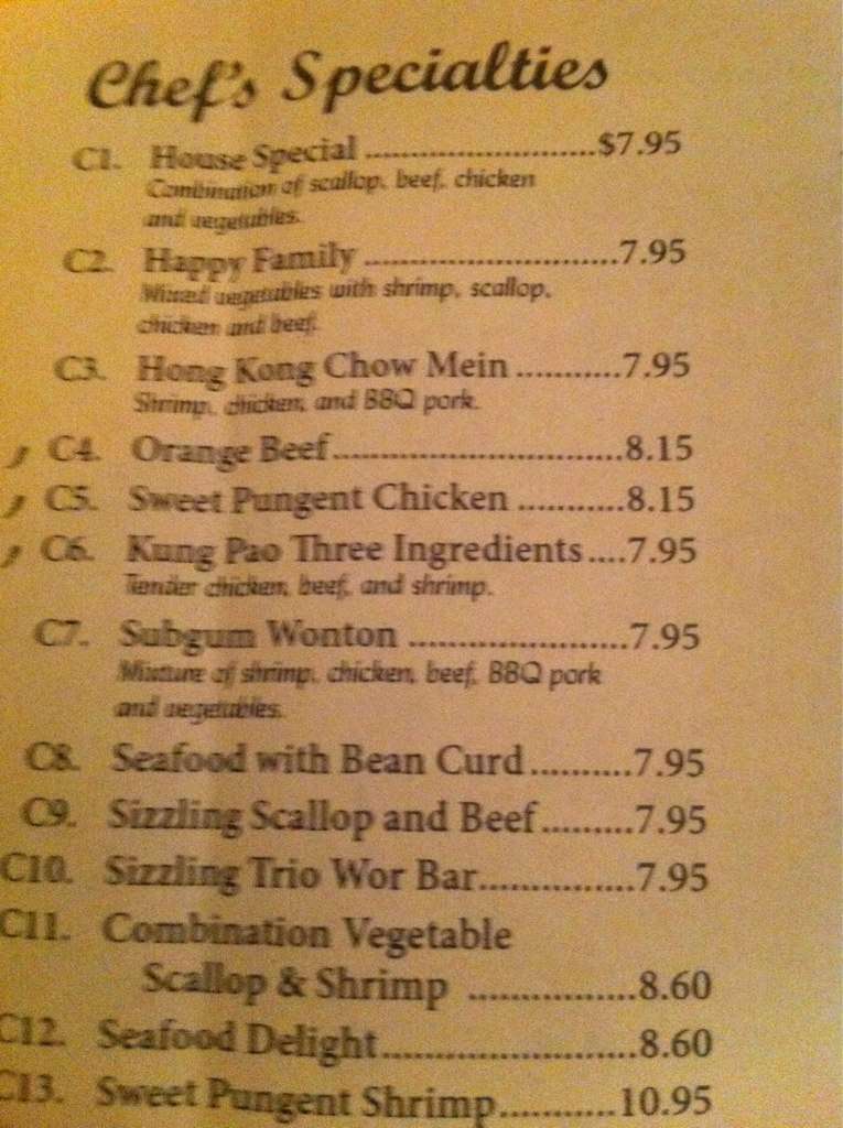 Menu at Great Fortune restaurant, Albuquerque