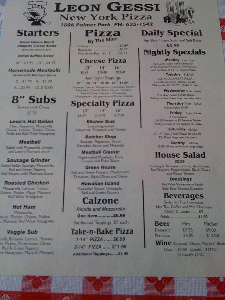 Leon Gessi Pizza Menu, Menu for Leon Gessi Pizza, Colorado Springs