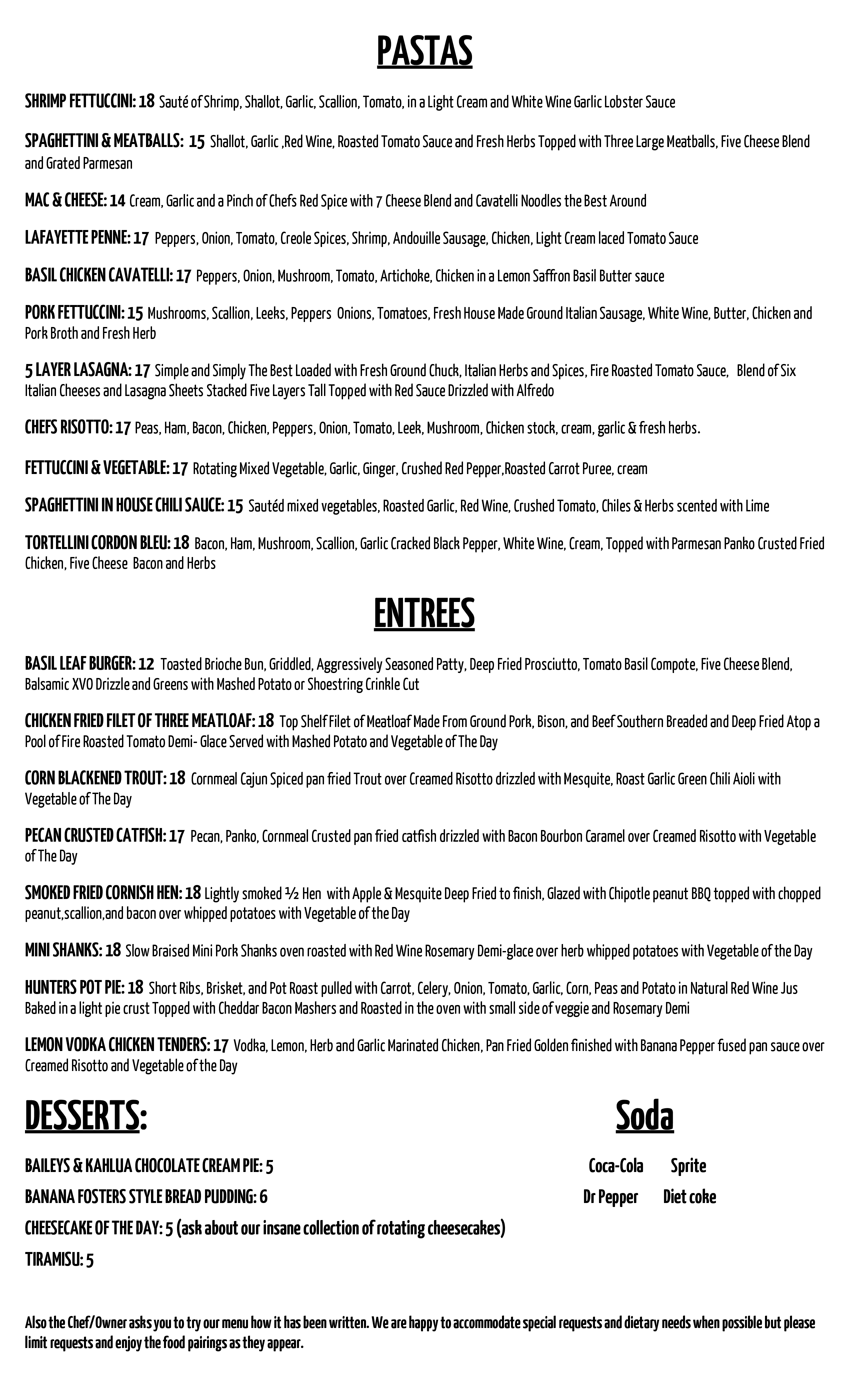 Menu at The Basil Leaf Café cafe, Lawrence, 616 W 9th St