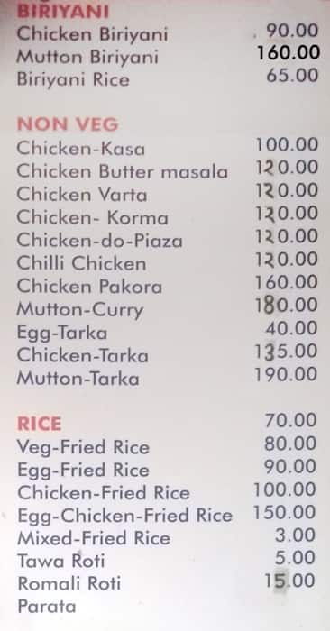 Mayur Hotel And Restaurant menu