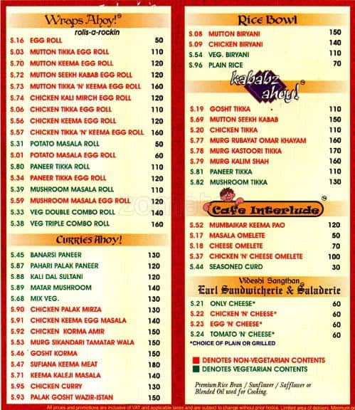 Menu At Sultanate Noida Sector Market