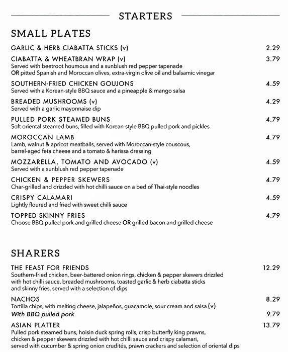 Menu at Slug & Lettuce pub & bar, Croydon, 10 Park Ln