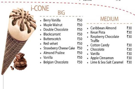 Arun Ice Creams menu
