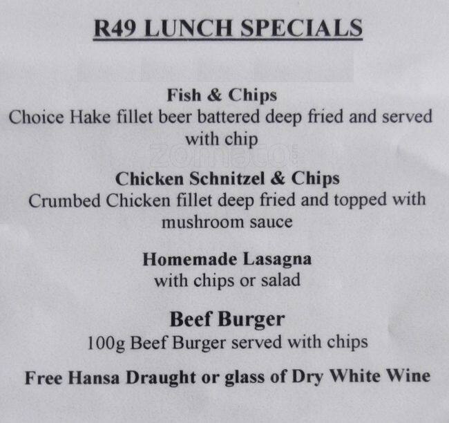 The Menu, Menu for The Umhlanga, Durban Zomato SA