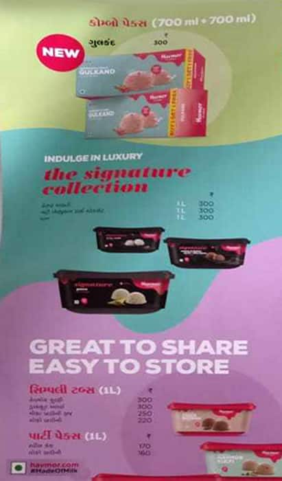 Havmor Havfunn Icecream menu