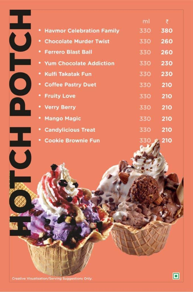 Havmor ice shop cream menu