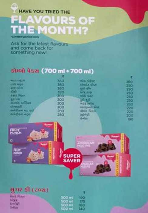 Havmor Havfunn Icecream menu
