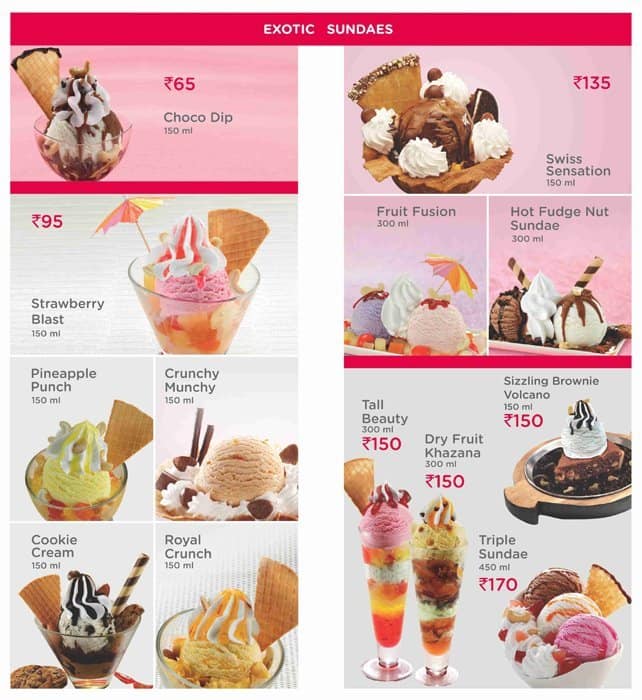 Havmor Ice Cream Menu Menu For Havmor Ice Cream Lal Darwaja