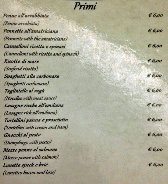 Menu di Gran Caffè Cavalieri 