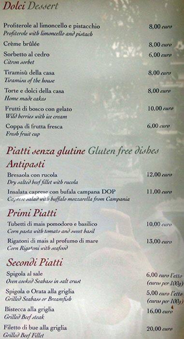 Menu di Taberna de' Gracchi 