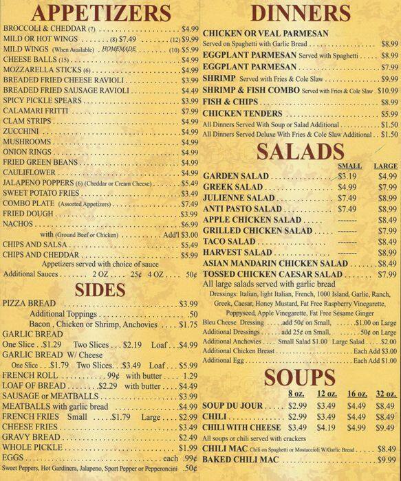 Paterno's Pizza & Sports Bar Menu Urbanspoon/Zomato