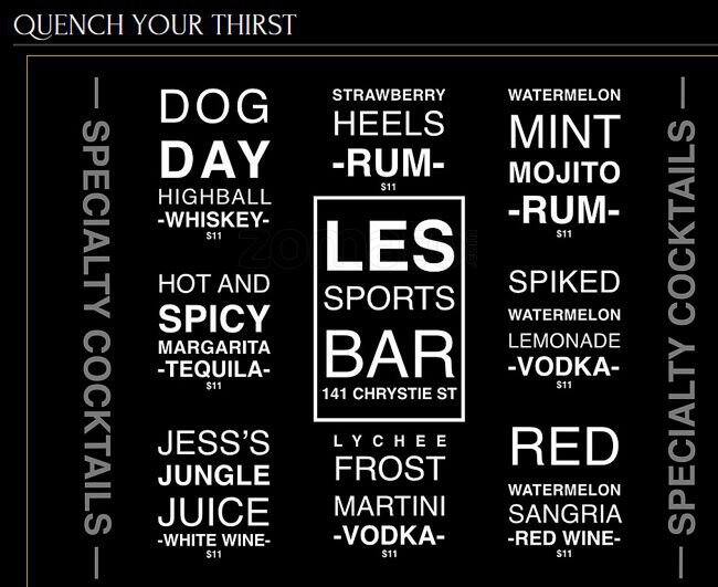 Les Sports Bar Menu, Menu for Les Sports Bar, Lower East Side, New York