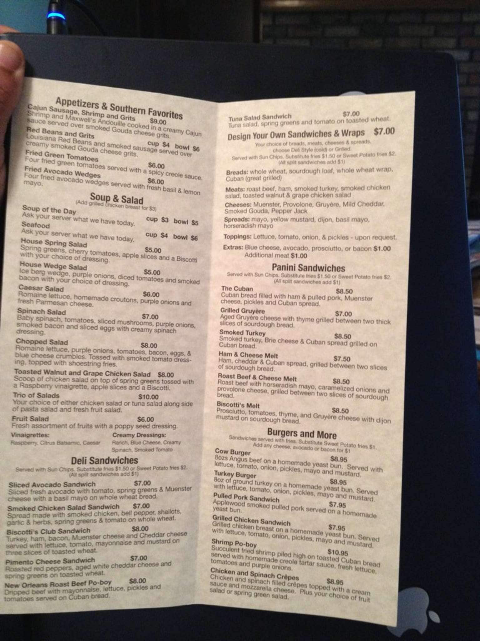 Biscotti's Menu, Menu for Biscotti's, Shreveport, Shreveport