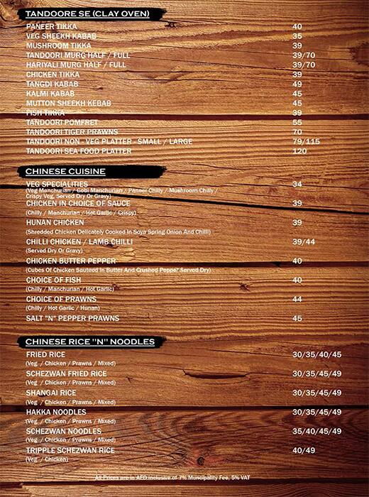 Menu at Nova Spinners Astoria Hotel, Dubai