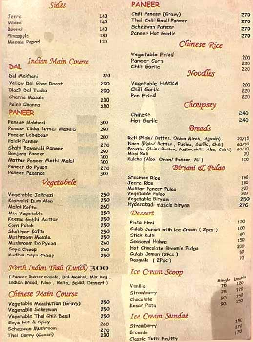 Menu of Green House Restaurant, Sector 88, Faridabad