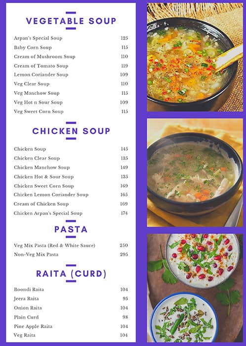 Arpan Smart Dining menu