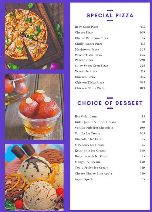 Arpan Smart Dining menu