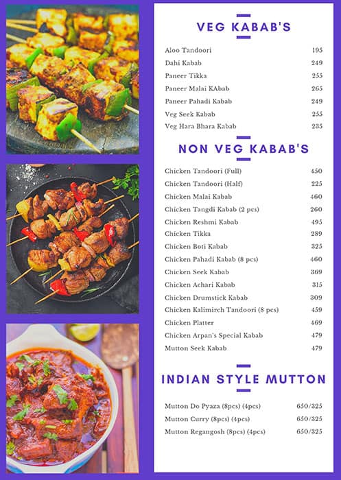 Arpan Smart Dining menu