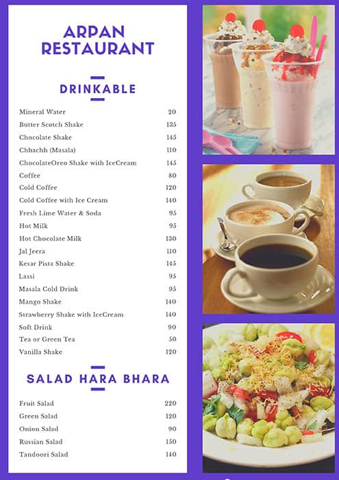 Arpan Smart Dining menu