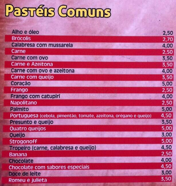 Tchê Pastel cardápio