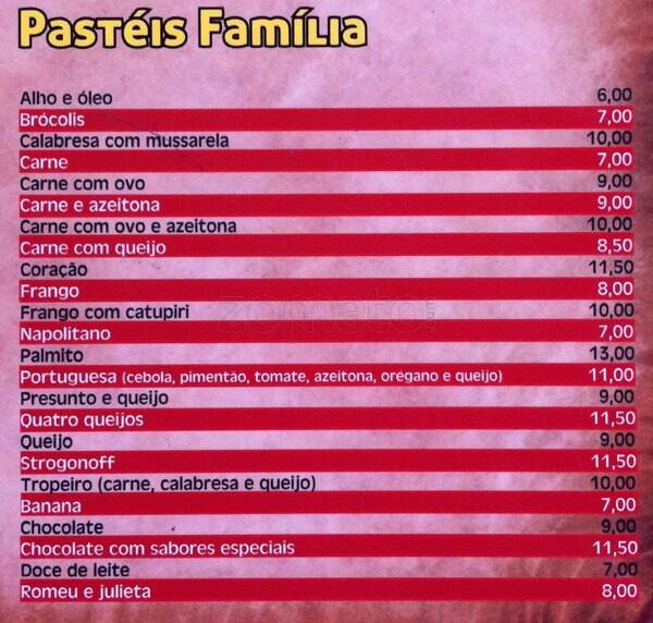 Tchê Pastel cardápio