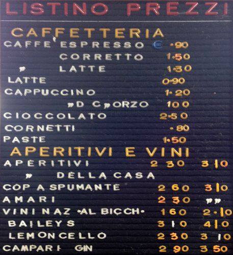 Menu di Bar Tabaccheria Capannelle 