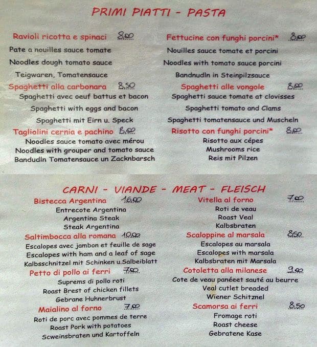 Menu di 110 