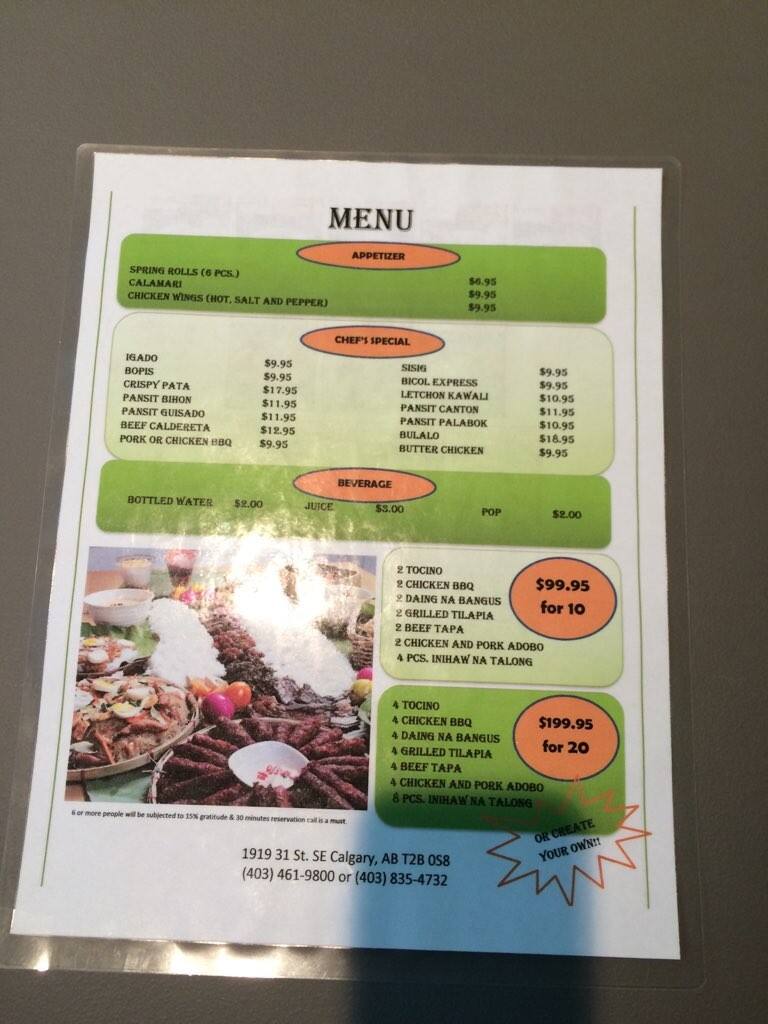 Mama Nita's BBQ Menu, Menu for Mama Nita's BBQ, 17th Ave SE, Calgary