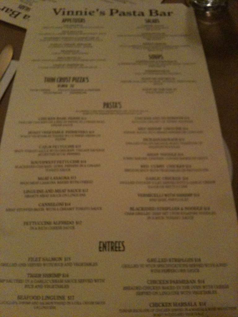 Vinnie's Pasta Bar Menu, Menu for Vinnie's Pasta Bar, Halifax, Halifax Urbanspoon/Zomato