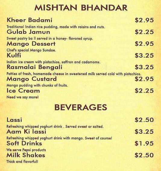 Menu at Maharaja Indian Restaurant Plano, Plano, W Spring Creek Pkwy