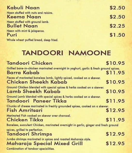 Menu at Maharaja Indian Restaurant Plano, Plano, W Spring Creek Pkwy