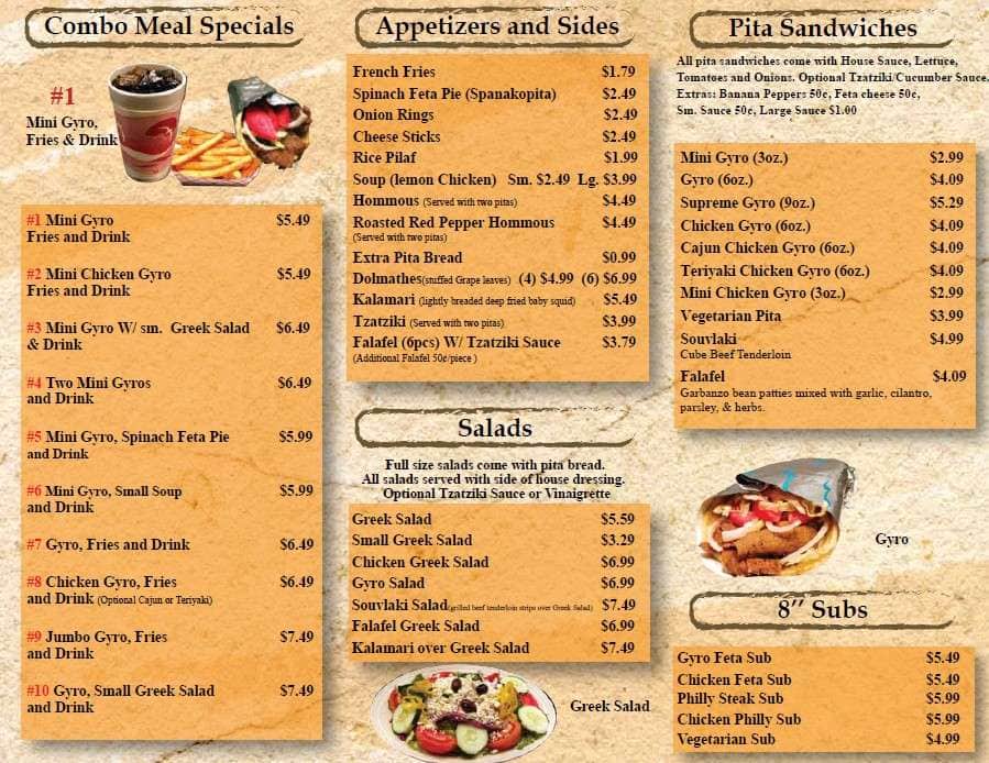 Menu at Greek Express restaurant, Columbus, Sancus Blvd