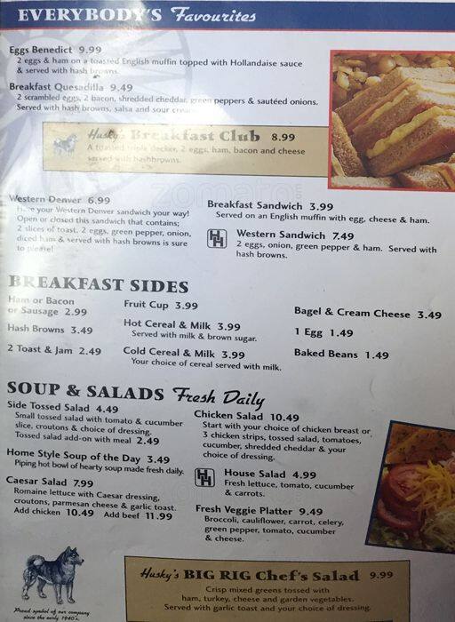 Husky Dixie menu