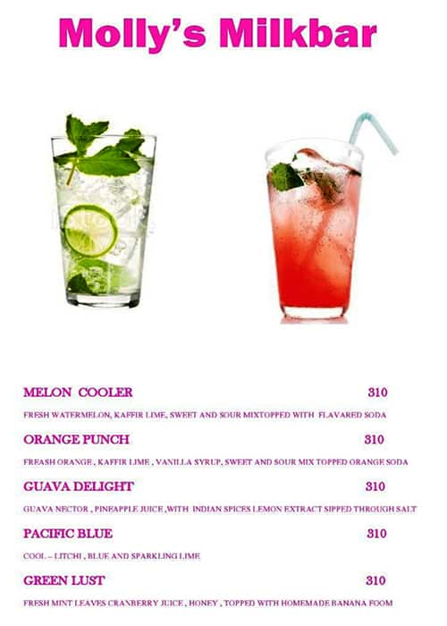 Menu of Molly’s Milkbar, Wagle Estate, Thane West, Thane