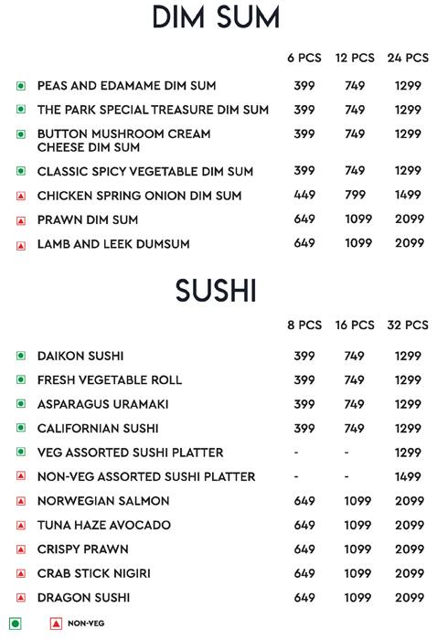 Flying Tonga By The Park menu